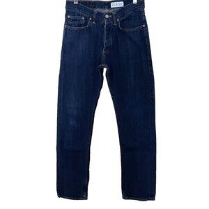 Gustin Men's Straight Jeans Washed Finish Selvage Button Fly
